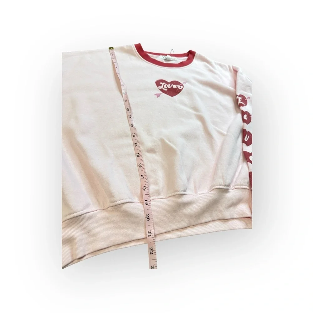 NWOT Vinyl Icons “Lover” Heart Valentine Graphic Cropped Sweatshirt Pink XL